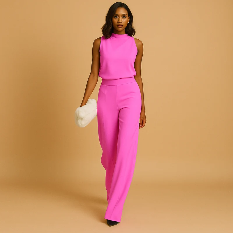 Jumpsuit Damen | ärmellose Ausführung mit hoher Taille und weitem Bein