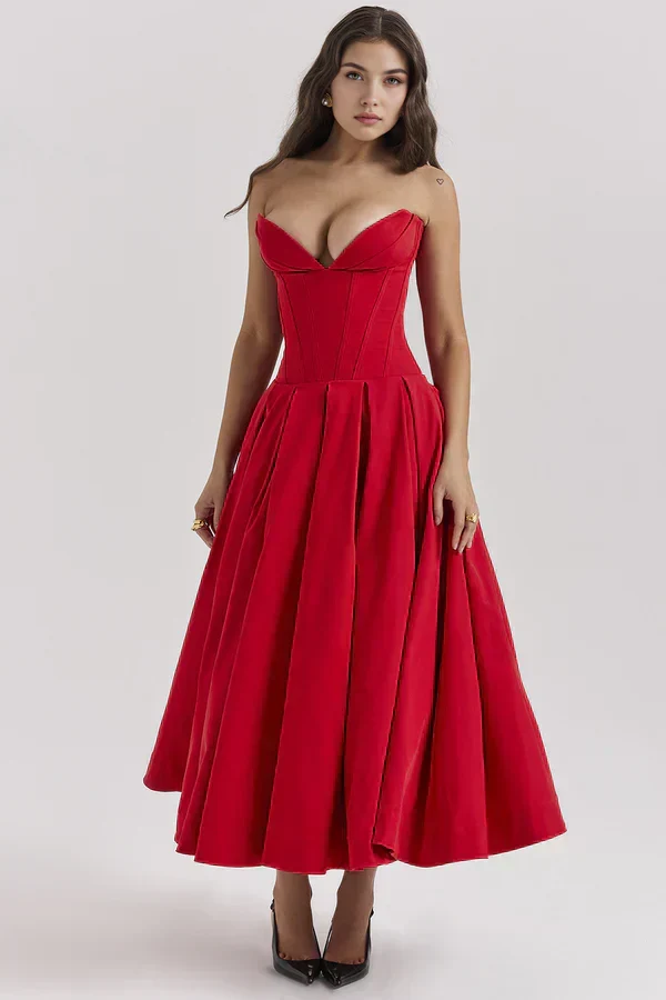 Damenkleid | Trägerlose Ausführung und mittlere Länge
