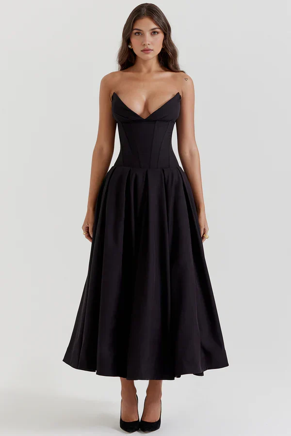 Damenkleid | Trägerlose Ausführung und mittlere Länge