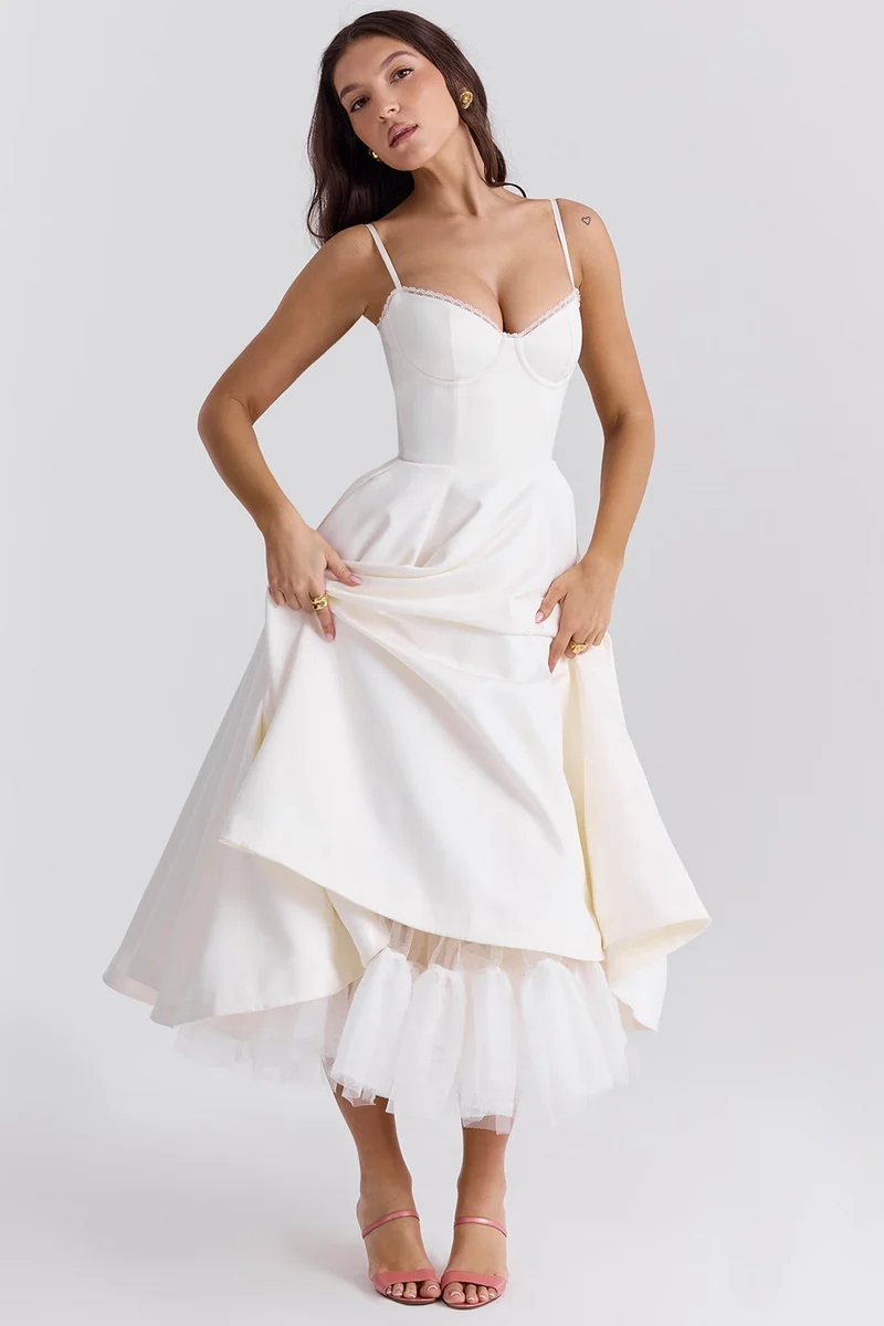 Damenkleid | A-Linie Rock und Korsettoberteil