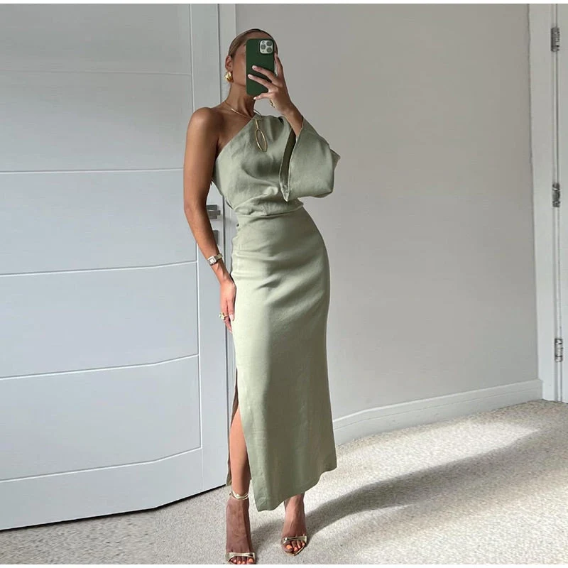 Damen Maxikleid | Asymmetrische Ausführung