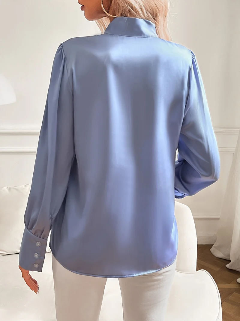 Damen Bluse | Strukturierte Ausführung mit Schleifenkragen