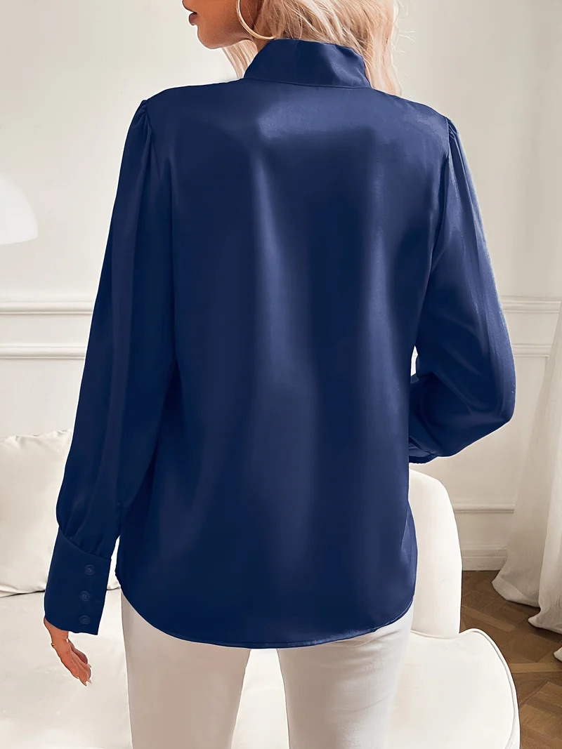 Damen Bluse | Strukturierte Ausführung mit Schleifenkragen
