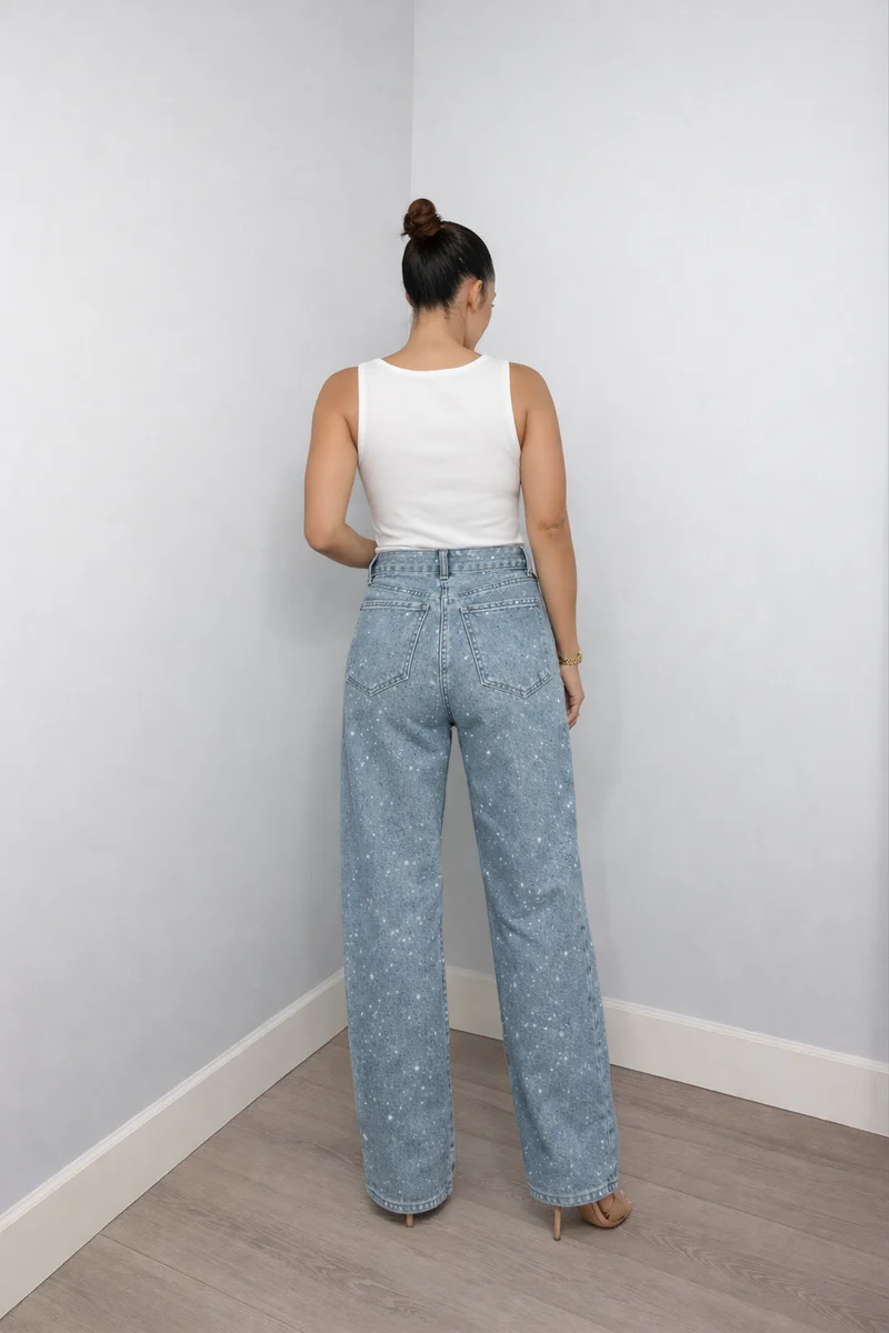 Damen Hose | Hoch geschnittene Ausführung mit Glitzerakzenten