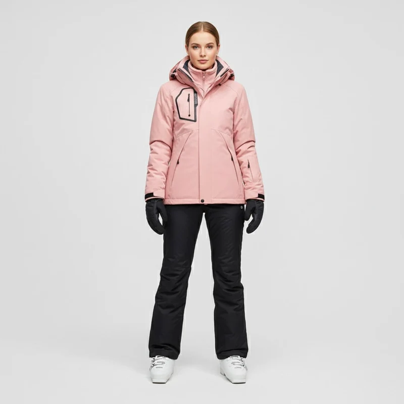 Damen Skiset | Kapuze Jacke Hose zweiteilig geschlossene Form