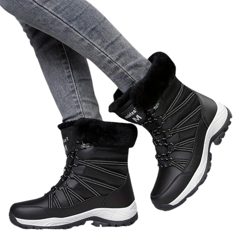 Damen Winterstiefel | Hoher Schaft geschlossene Form Profilsohle