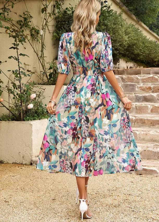 Estella™ - Schmeichelhaftes Blumen-Midi-Kleid