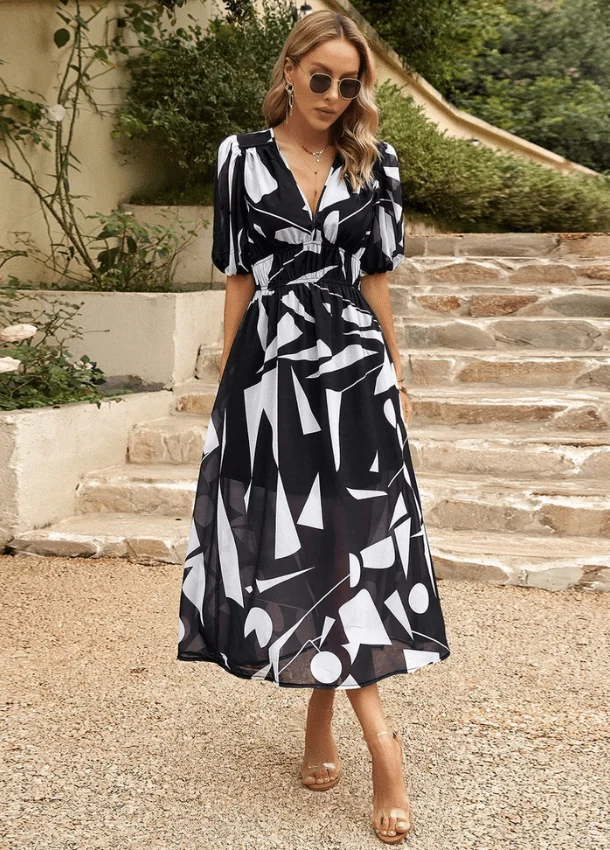 Estella™ - Schmeichelhaftes Blumen-Midi-Kleid
