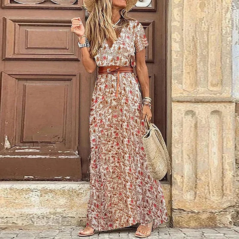 Agnes™ - V-Ausschnitt Boho Maxikleid