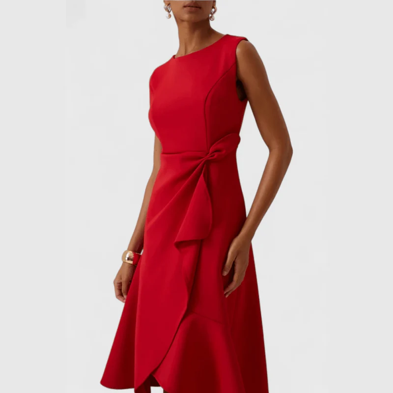 Sheila™ - Drapiertes asymmetrisches Midikleid