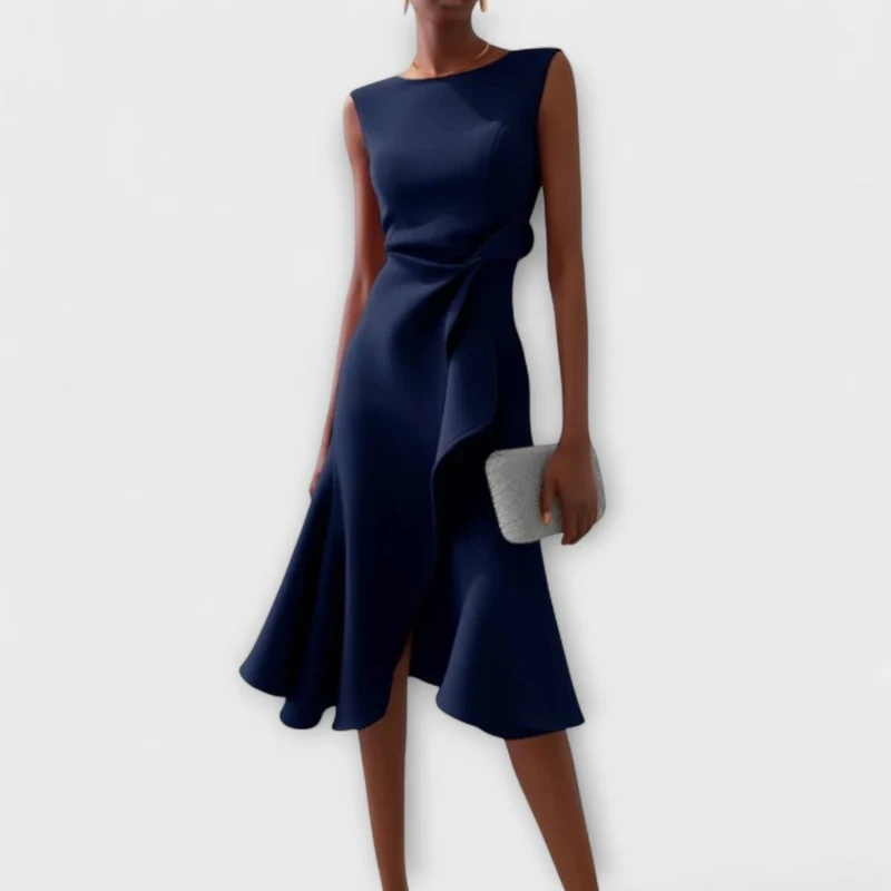 Sheila™ - Drapiertes asymmetrisches Midikleid