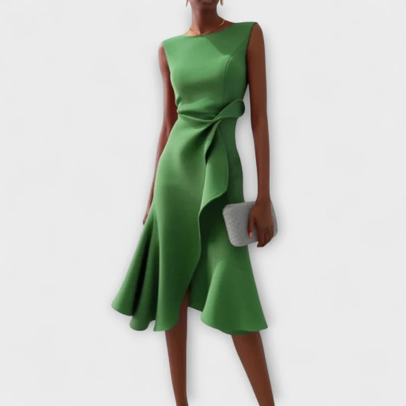 Sheila™ - Drapiertes asymmetrisches Midikleid