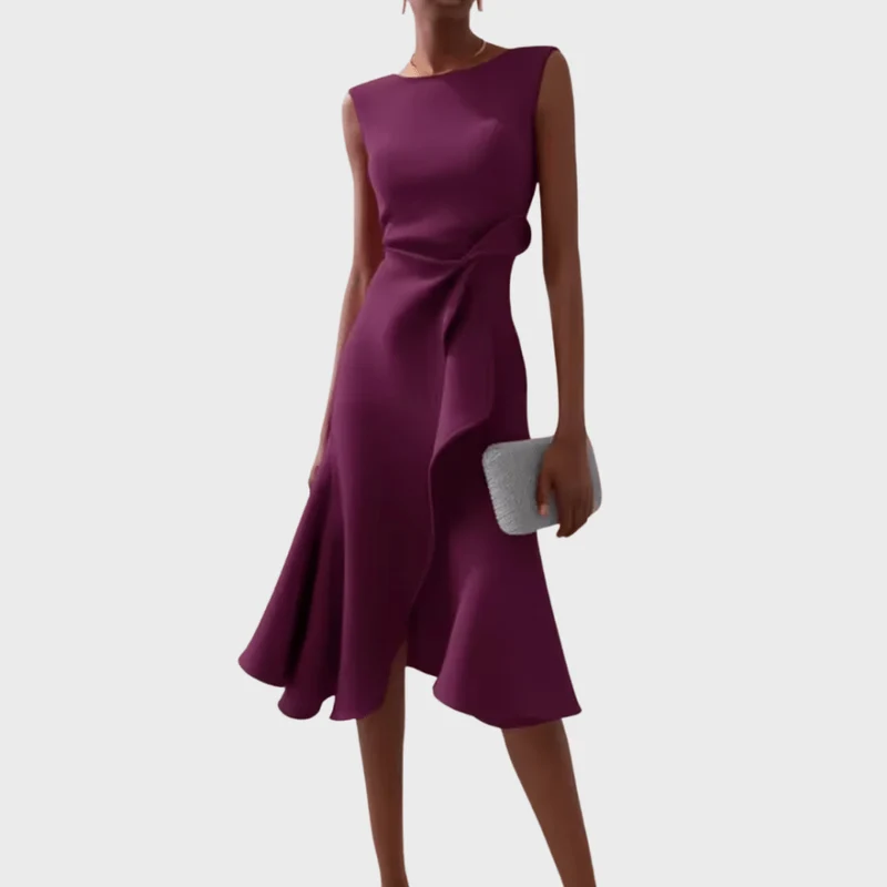 Sheila™ - Drapiertes asymmetrisches Midikleid