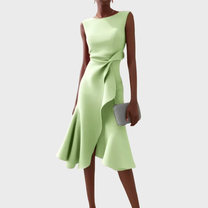 Sheila™ - Drapiertes asymmetrisches Midikleid
