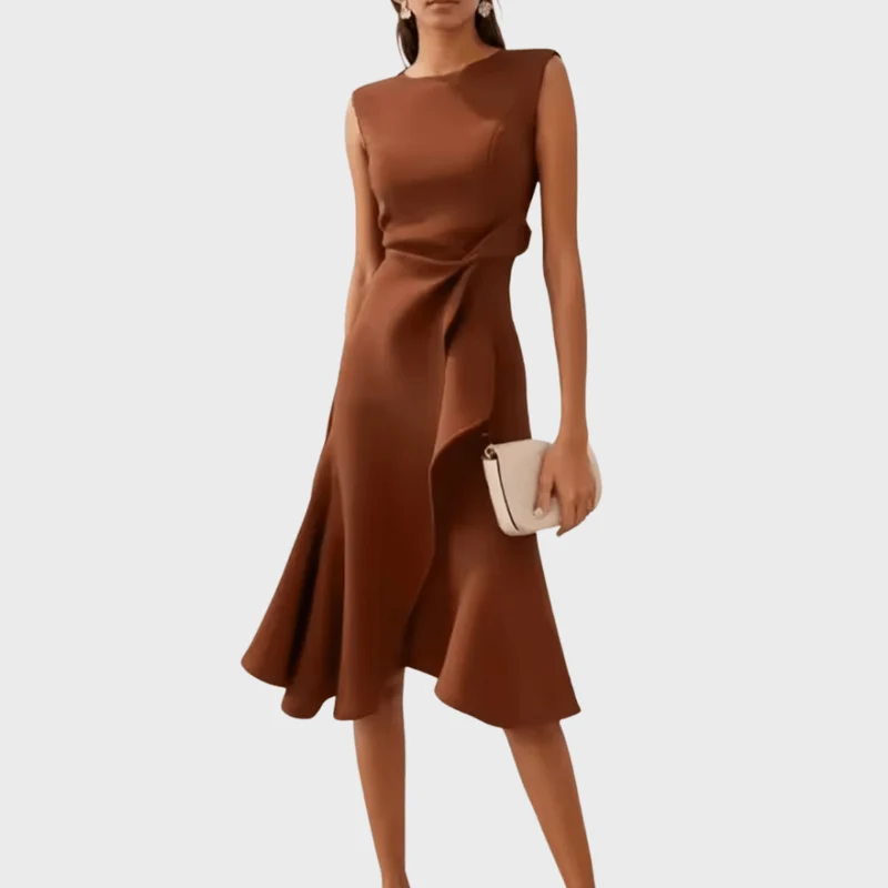 Sheila™ - Drapiertes asymmetrisches Midikleid