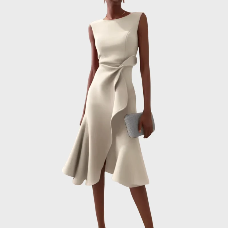 Sheila™ - Drapiertes asymmetrisches Midikleid