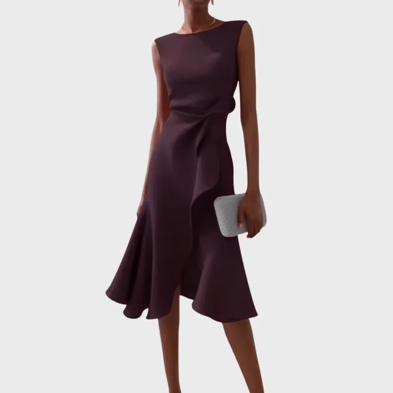 Sheila™ - Drapiertes asymmetrisches Midikleid