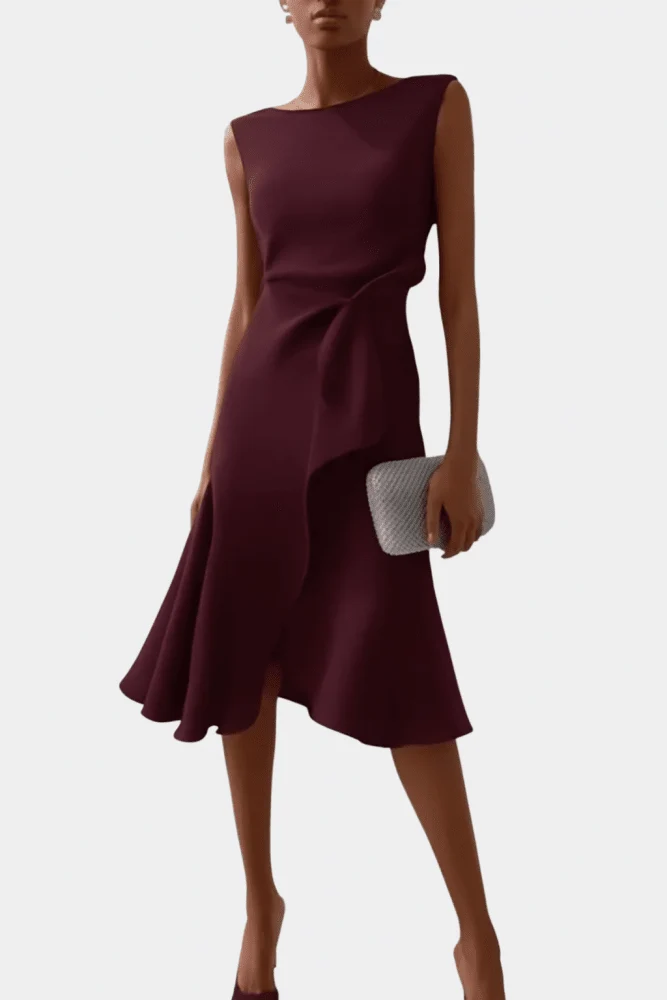 Sheila™ - Drapiertes asymmetrisches Midikleid