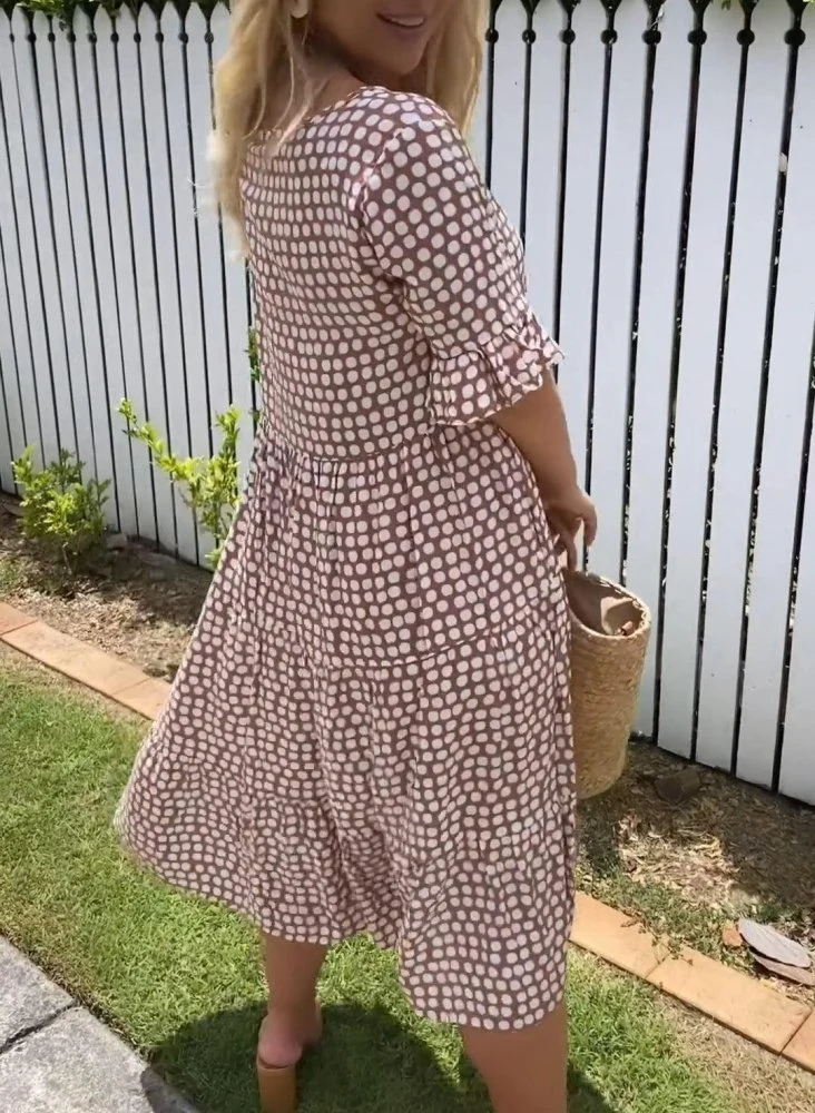 Zora™ - Sable Kurzarm-Midikleid