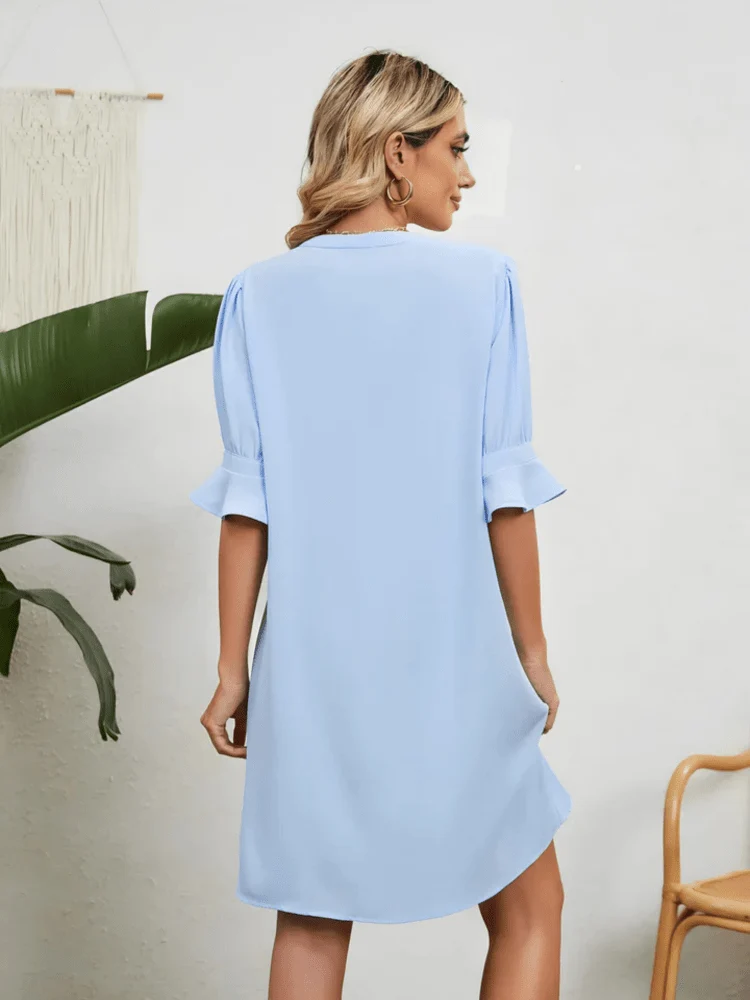Amy™ - Lässiges, lockeres, plissiertes knielanges Kleid