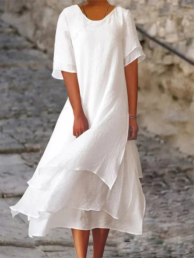 Senna™ - Kurzärmliges Kleid mit Doppel-Layer