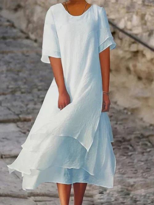 Senna™ - Kurzärmliges Kleid mit Doppel-Layer