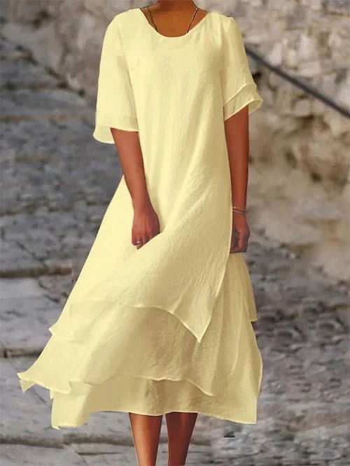 Senna™ - Kurzärmliges Kleid mit Doppel-Layer