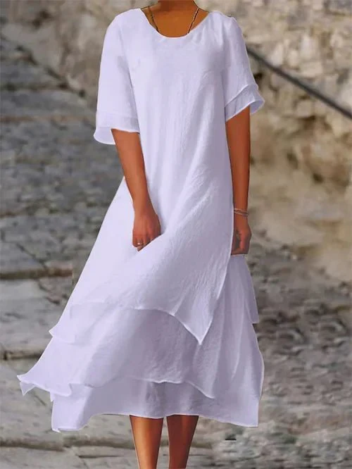 Senna™ - Kurzärmliges Kleid mit Doppel-Layer