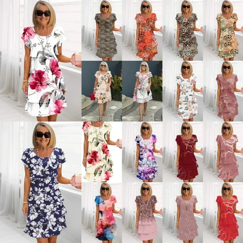 Rosie™ - Blumen Tiered Chiffon Kleid