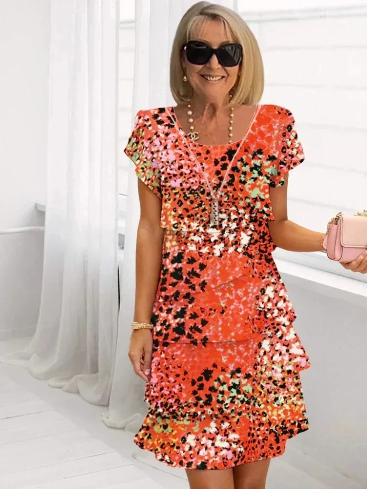 Rosie™ - Blumen Tiered Chiffon Kleid