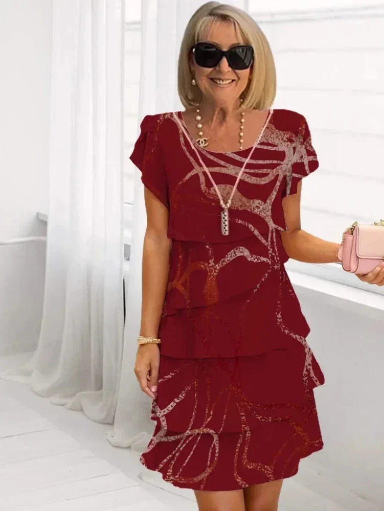 Rosie™ - Blumen Tiered Chiffon Kleid
