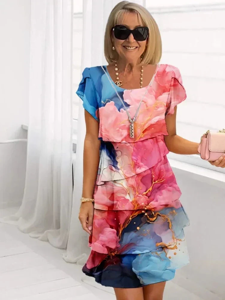 Rosie™ - Blumen Tiered Chiffon Kleid