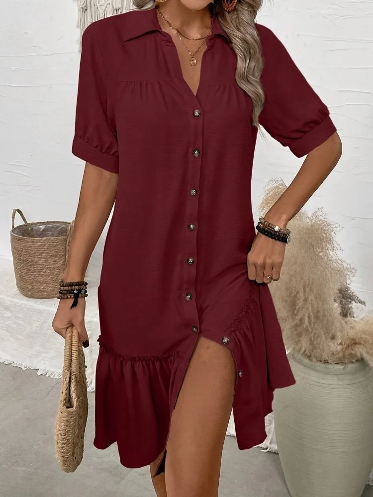 Maevelle™ - Knopf-Bohème Midi-Kleid