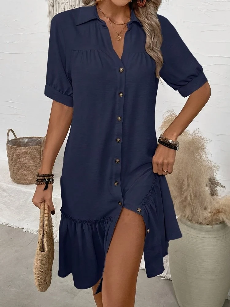 Maevelle™ - Knopf-Bohème Midi-Kleid