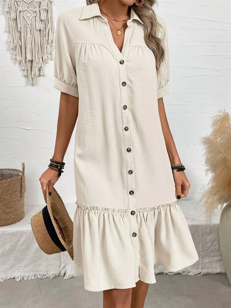 Maevelle™ - Knopf-Bohème Midi-Kleid