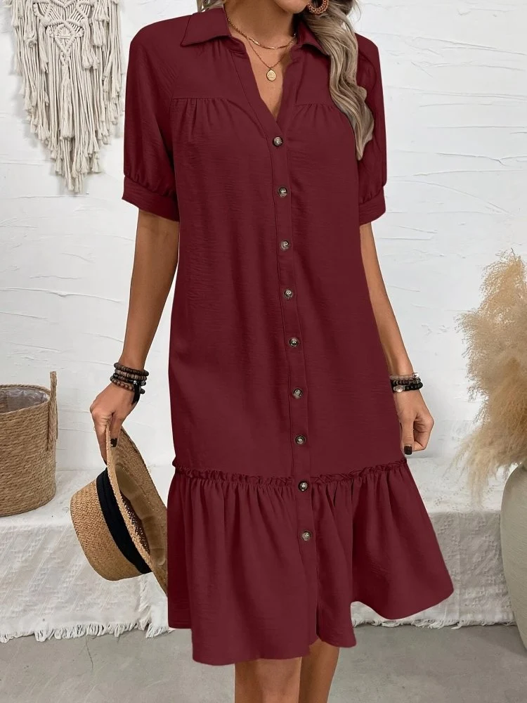 Maevelle™ - Knopf-Bohème Midi-Kleid