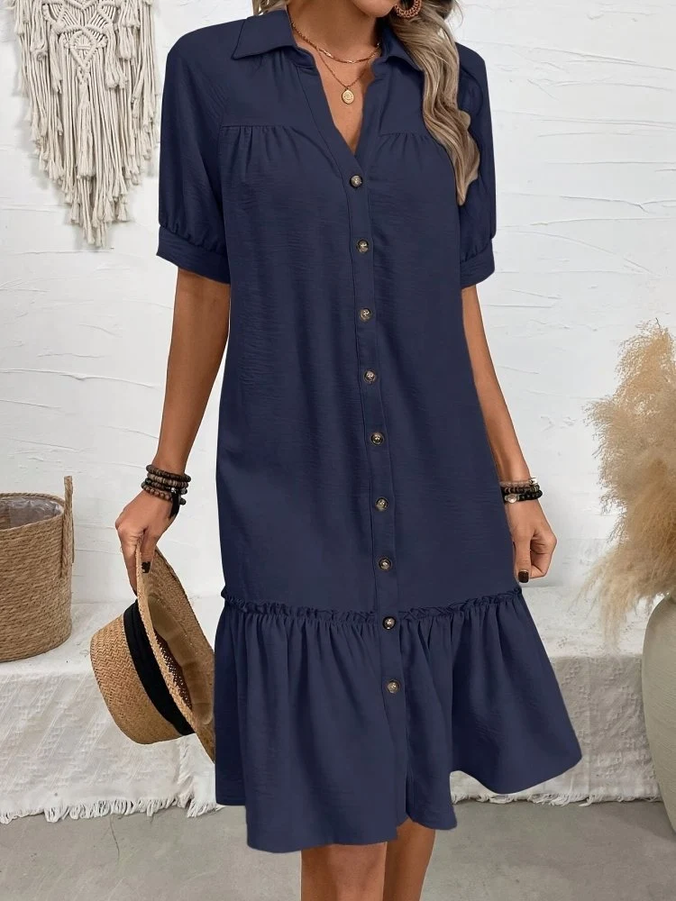 Maevelle™ - Knopf-Bohème Midi-Kleid
