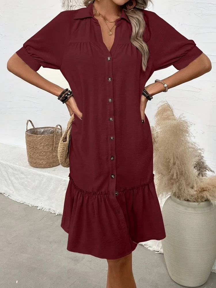 Maevelle™ - Knopf-Bohème Midi-Kleid