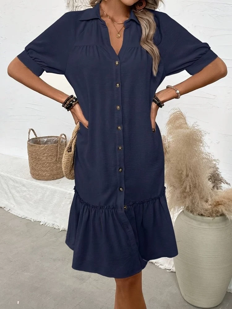 Maevelle™ - Knopf-Bohème Midi-Kleid