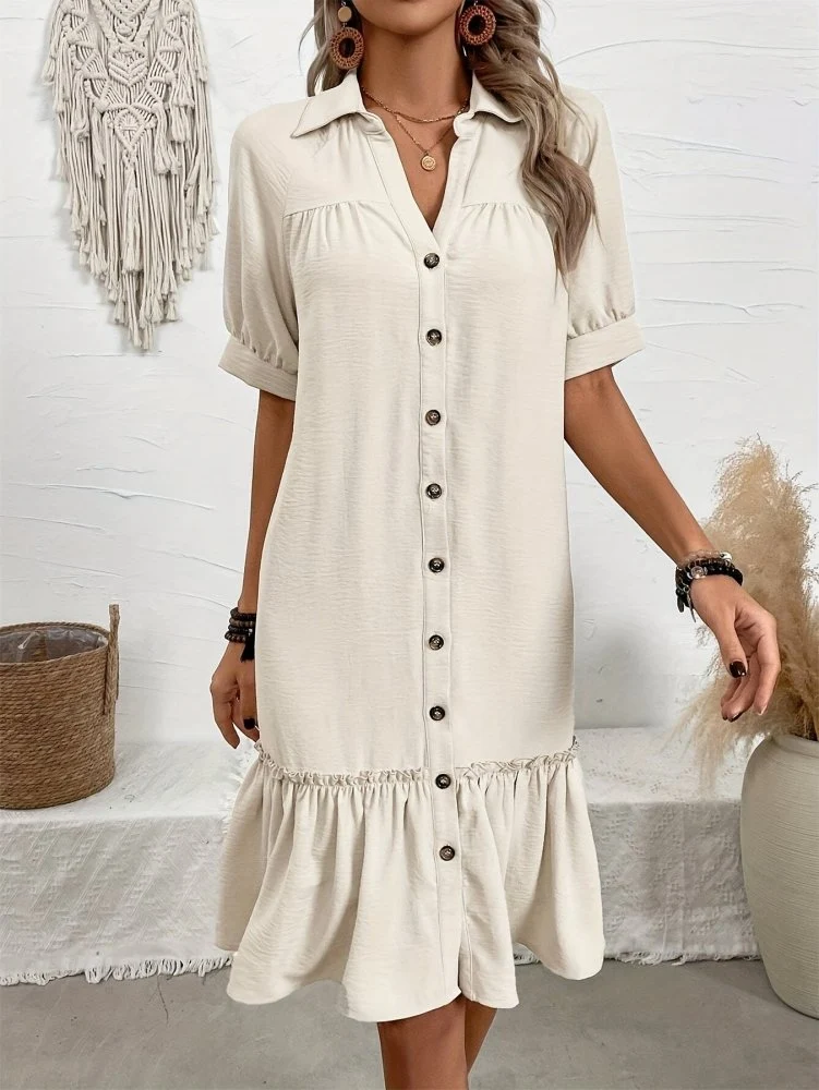 Maevelle™ - Knopf-Bohème Midi-Kleid