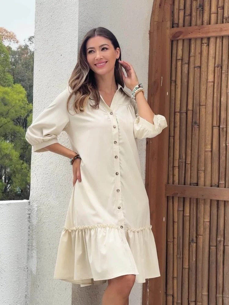 Maevelle™ - Knopf-Bohème Midi-Kleid