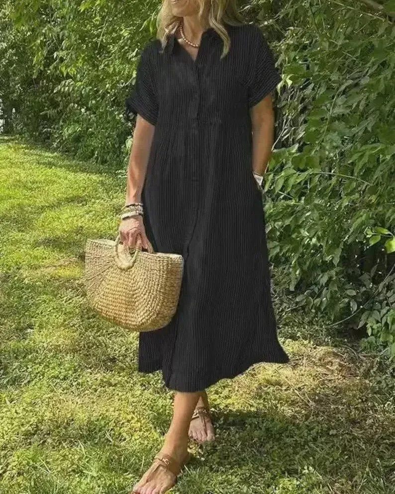Maggie™ - Lässiges gestreiftes Midikleid