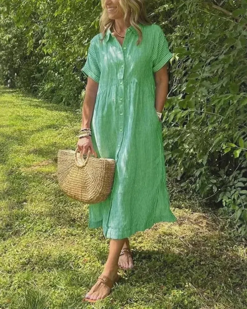 Maggie™ - Lässiges gestreiftes Midikleid