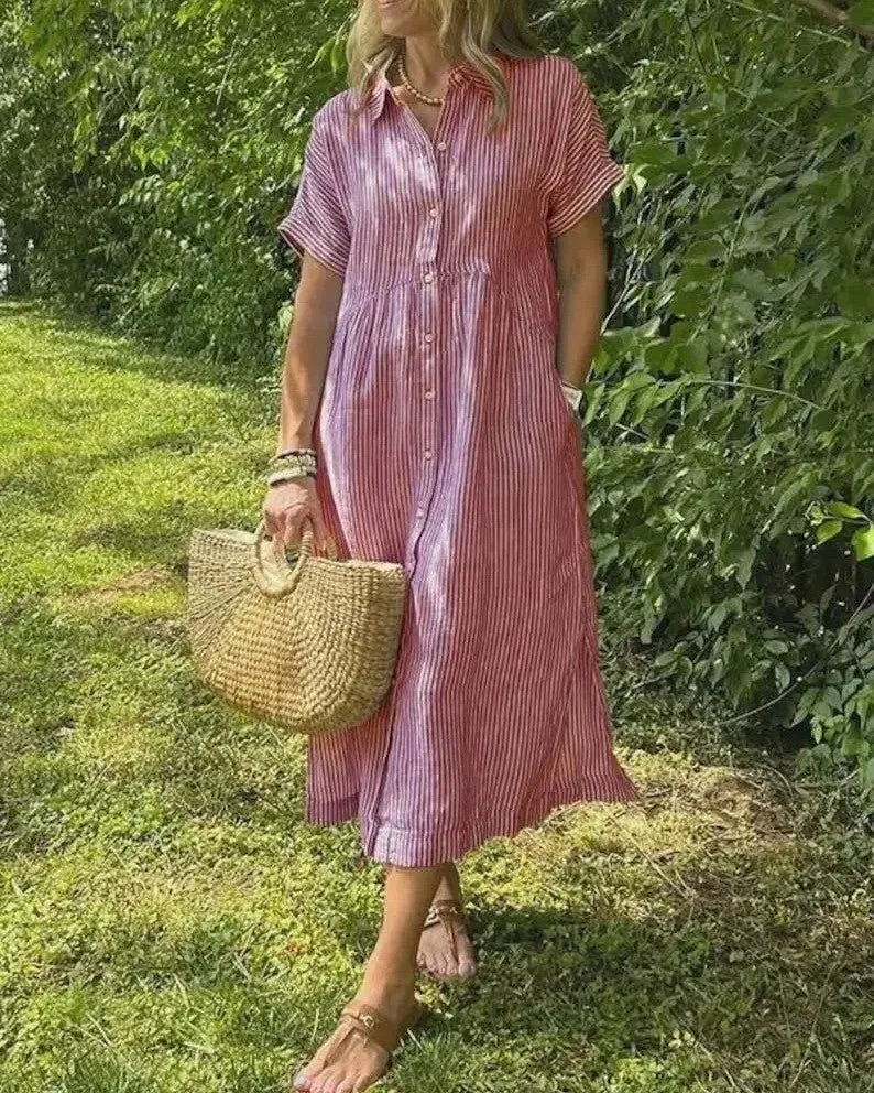 Maggie™ - Lässiges gestreiftes Midikleid