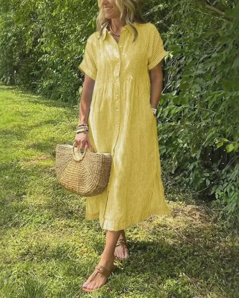 Maggie™ - Lässiges gestreiftes Midikleid