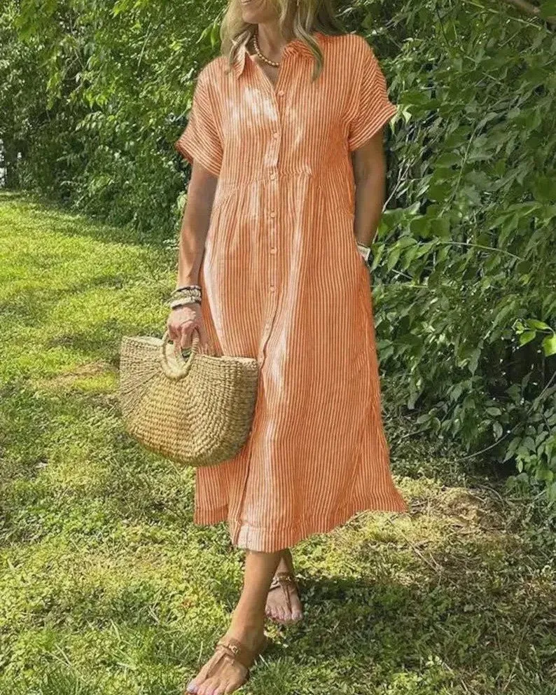 Maggie™ - Lässiges gestreiftes Midikleid