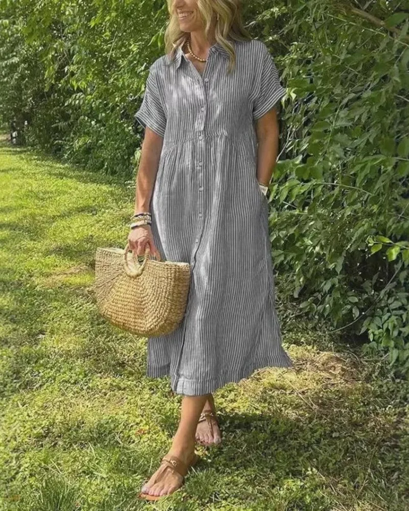 Maggie™ - Lässiges gestreiftes Midikleid