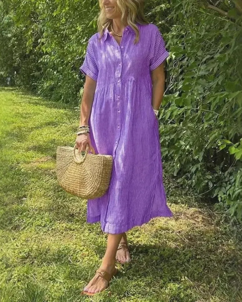 Maggie™ - Lässiges gestreiftes Midikleid