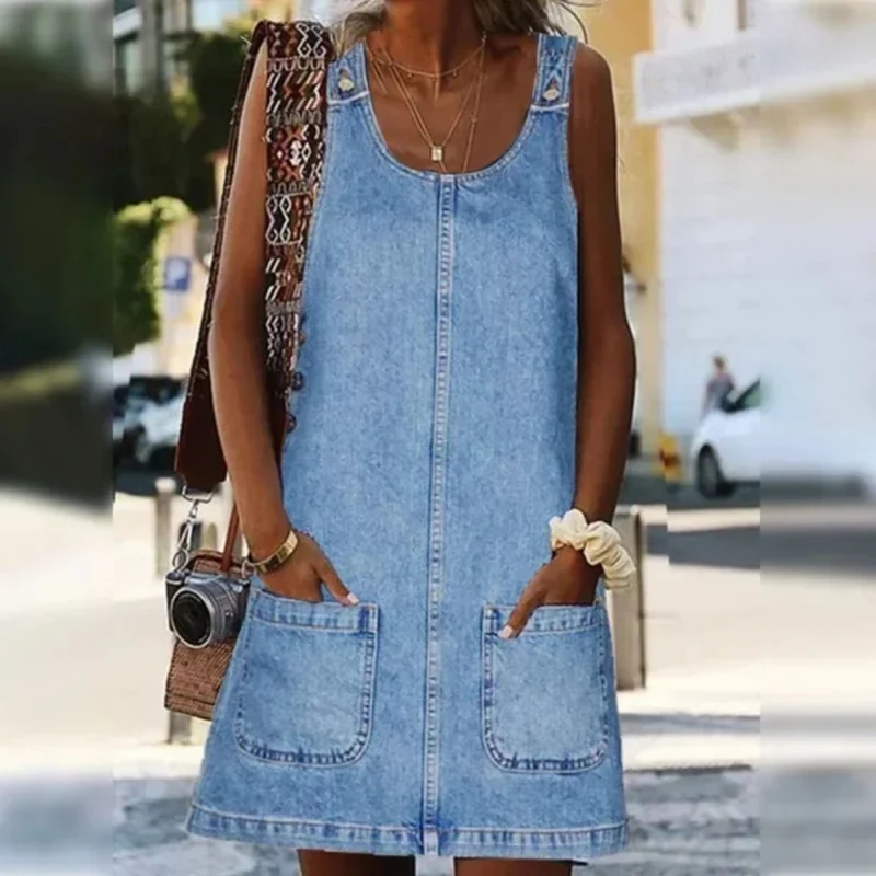 Deby™ - Bequemes ärmelloses Denim-Kleid