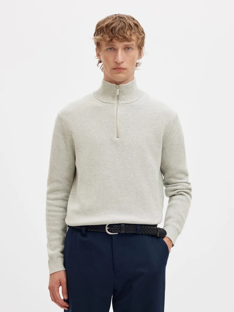 SLMDANE LS KNIT STRUCTURE HALF ZIP